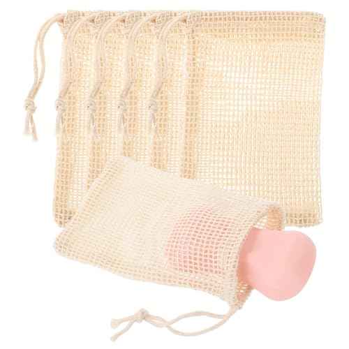 10 PCS Soap Bags Natural Sisal Soap Saver for Foaming and Drying Bubble Mesh Soap Scrubber Pouch Handmade Cotton Bag with Drawstring Body Facial Cleaning Bath Shower Tool