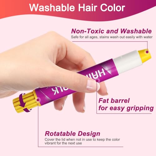 Girl Gifts Hair Chalk£¬10 Color Temporary Kits Low stimulation Washable Hair Dye Colourful Pens.for Makeup Toy Kids Ages 6-13 Years Old£¬Birthday Gifts Halloween Christmas & Festival Party
