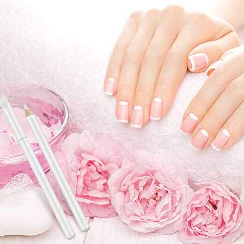 8 Pieces White Pencil Under Nail 2-in-1 Nail Whitening Pencils French White manicure Pencils with Cuticle Pusher for DIY French Art Manicure Supplies