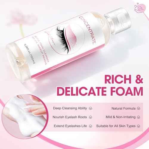 Lash Shampoo Concentrate | 100ml Oil-Free Foaming Cleanser for Gentle, Deep Lash Cleansing