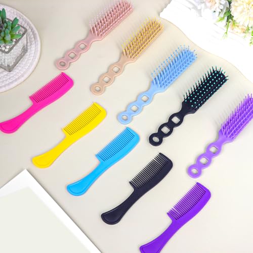 100 Pcs Hair Brush and Comb Set in Bulk for Homeless Individually Wrapped, Bulk Comb Brush Hairbrush for Women Kids Hotel Homeless Charity (Bright Color)