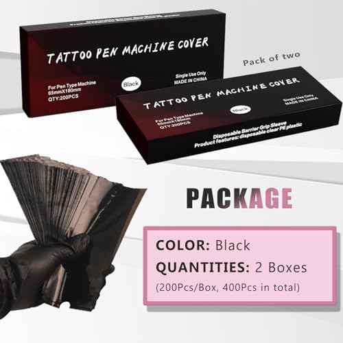 Large Machine Covers - LEEYUKA 400pcs Black Pen Covers Disposable Tattoo Pen Bags Tattoo Machine Sleeves For Tattoo Pen Supplies