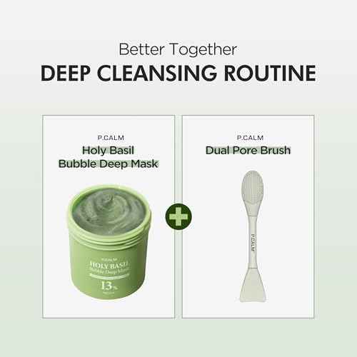 P.CALM Dual Pore Cleansing Brush for Blackheads Removal & Face Scrubber, Gentle Exfoliation. Deep Pore Cleaning Massager