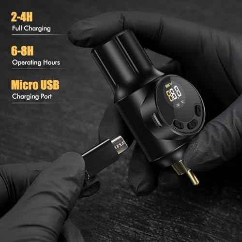Wireless Tattoo Battery Pack Cordless Tattoo Power Supply 2000mAh Tattoo Machine Battery RCA Connector with LED Digital Display for Tattoo Pen Rotary Tattoo Gun