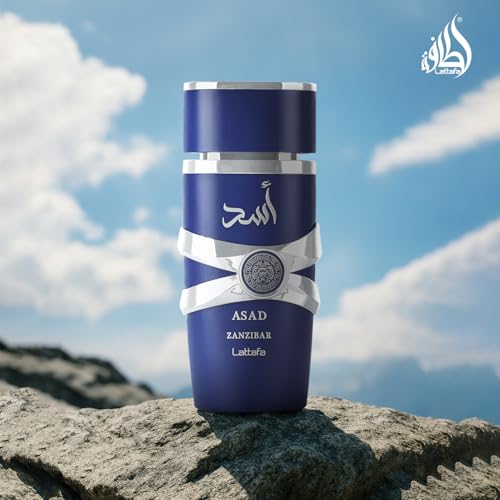 Lattafa Asad Zanzibar - Fresh, Spicy, Vanilla, Coconut - Eau de Parfum Long-Lasting Fragrance for Men, 3.40 Ounce / 100 ml