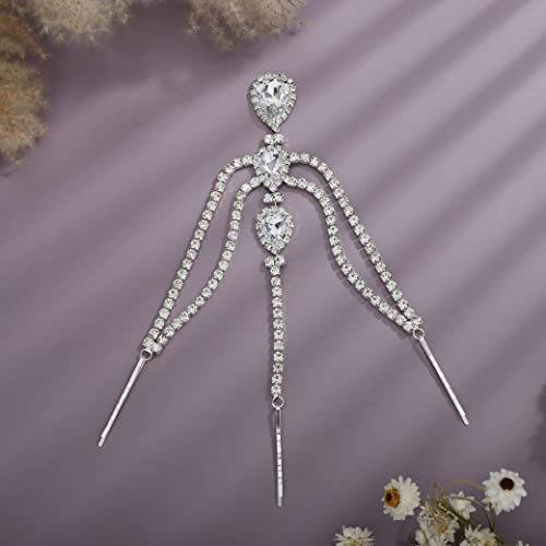 YERTTER Bohemian Full Silver Gold Rhinestone Chain Colorful Crystal HeadChain Clip Drop Pendant HeadPieces Forehead Headband Hair Accessories for Wedding Brides Party Prom Costume