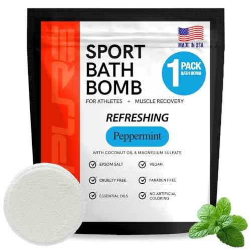 Pure Sport Refreshing Peppermint Bath Bombs - Magnesium Epsom Salt and Natural Essential Oils for Soaking, Best Relaxation Birthday Gifts, Post Workout Muscle Recovery Soak for Athletes, Made in USA