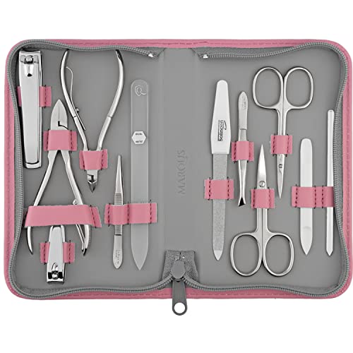 Manicure Set Women and Men ? 12-Piece Professional Grooming Kit with Premium Tools, Genuine Leather Case, and Exclusive Glass Nail File for Hand & Foot Care, German Quality