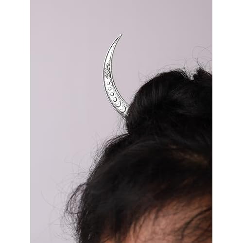 HAQUIL Moonphase Cresent Hairstick Vintage Antique Moon Shape Viking Hairstick Jewelry