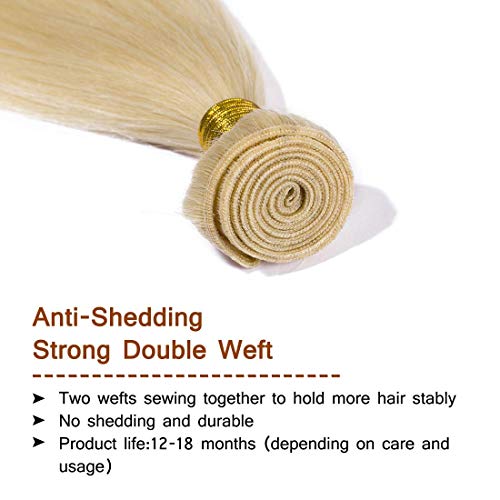 613 Brazilian Virgin Hair Bundles Blonde Silky Straight Human Hair Extensions Replacement Bundle for Women 30 inches