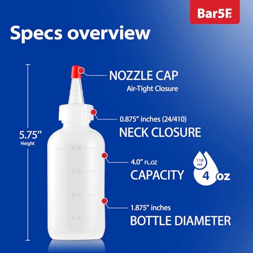 Soft Squeeze Hair Applicator Bottle for Hair Treatment, Scalp Oil, Root, Color, 4 Ounce Translucent with Measuring Scale and Cap, BPA Free, 2 Pack