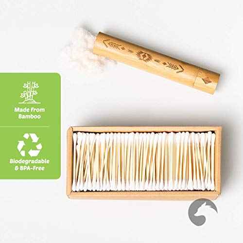 Bamboo Cotton Swabs 500 Count | Biodegradable & Organic Cotton Buds | Double Tipped Sticks | 100% Eco-Friendly & Natural | Perfect for Makeup & Nail Applications, Arts & Crafts, Removing Dust & Dirt¡¦