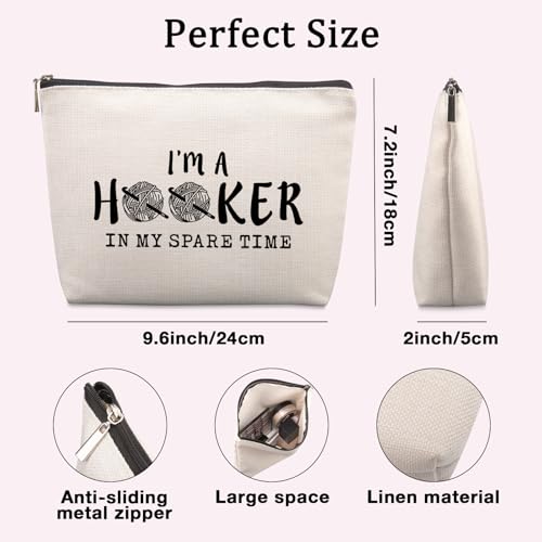 Funny Crochet Gifts Makeup Bag, Crochet Gifts for Crochet Lovers, Crochet Knitting Gifts Christmas Friendship Fun Gifts Funny Birthday Gifts for Women Friends Sister Mom Travel Cosmetic Bag
