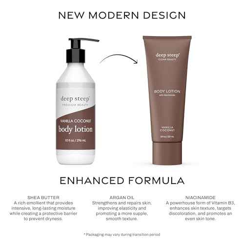 Deep Steep Body Lotion, Brown Sugar Vanilla, 8 oz ? Moisturizer with Coconut Oil, Shea Butter, Argan Oil, Aloe Vera & Niacinamide ? Vegan, Clean Beauty, Daily Skin Hydration