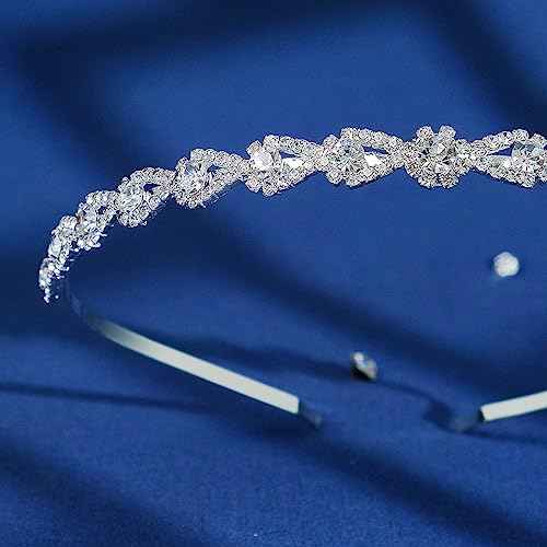 MAFELOE Fashion Rhinestone Alloy Headbands, Wedding Hairband Bridal Headpieces Hair Decorative Accessories for Women Ladies- Silver-SZ-SD