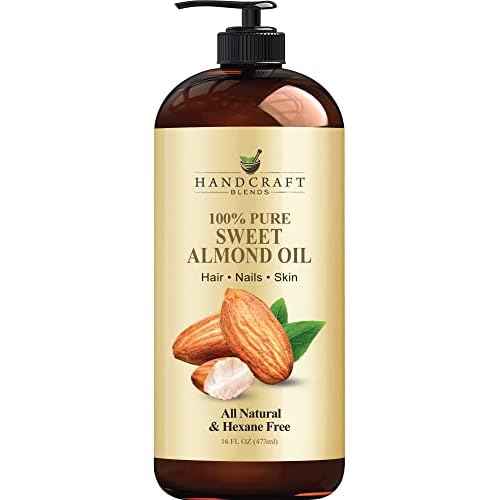 Handcraft Blends Sweet Almond Oil - 16 Fl Oz - 100% Pure and Natural - Premium Grade Carrier Oil for Skin and Hair - Hair and Body - Massage - Hexane-Free