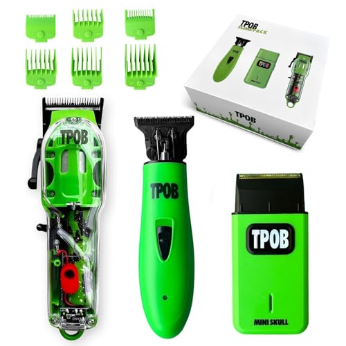 TPOB Slime 2 Barber Hair Clippers Trimmer Shaver Set for Men with Matte Green Case and X Fade Blade