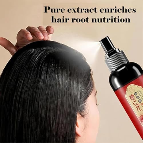 Herbal Black Hair Spray, Saffron Hair Blackening Spray, Affron And Polygonum Multiflorum Essence Sprays, Leaving Hairs Shiny Non-Frizzy