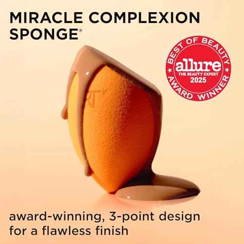 Real Techniques Miracle Complexion Sponge + Concealer Sponge Duo, Makeup Blending Sponges For Foundation & Concealer, Offers Light To Medium Coverage, Natural, Dewy Makeup, Latex-Free Foam 2 Count