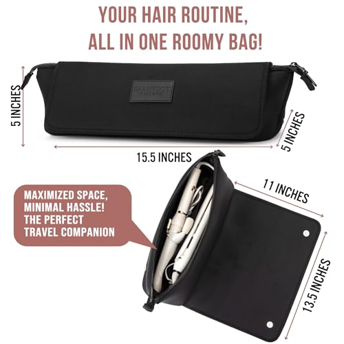 BAREFOOT CARIBOU Hair Tools Travel Bag and Heat Resistant Mat for Flat Irons, Straighteners, Curling Iron, and Haircare Accessories, 2-in-1 design, with Interior Pockets, Portable Organizer