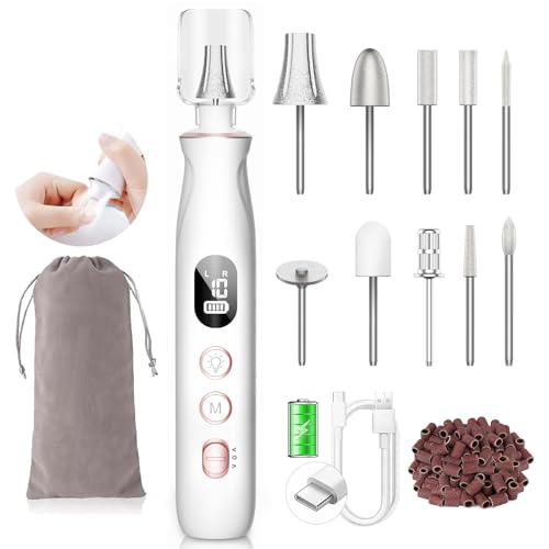 Nail Drill Electric File: HSKAI¢ç 10000RPM Powerful Nail Drill with LCD Display, Cordless Thick Nail Grind Filer for Acrylic Gel Natural Nails Toenails, Manicure & Pedicure Multi-Tool for Home Salon