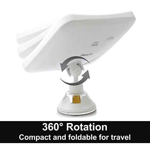 Fancii 10X Magnifying Lighted Makeup Mirror - Daylight LED Vanity Mirror - Compact, Cordless, Locking Suction, 6.5" Wide, 360 Rotation, Portable Illuminated Bathroom Mirror (Square)