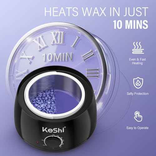 KeShi Waxing Kit, Painless Hair Removal Wax Warmer with 6 Bags Hard WaxBeans for Full Body, Legs, Face, Eyebrows & Bikini? Ideal for Both Women & Men