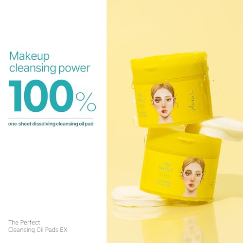 Ariul The Perfect Cleansing Oil Pads EX ? Purifying Cleansing & Hydrating, Quick Makeup Removal, Dual-Sided Vegan Fabric, Large Size, 60 Counts, 175ml / 5.92 fl. oz