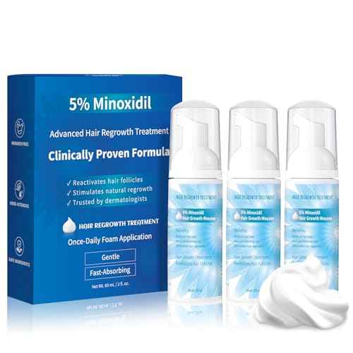 5% Minoxidil Foam for Men, Minoxidil for Women Hair Growth, Infused with Biotin, Hair Growth Treatment, Foam Hair Regrowth Treatment for Hair Thinning Receding Hairline,(2 oz Bottle), 3-Pack