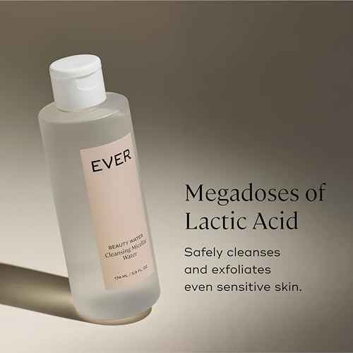 EVER Beauty Water Micellar Cleaning Water & Eye Makeup Remover ? Rose Water, Lactic Acid & Pro/Prebiotics Cleanser for Sensitive Skin, Removes Waterproof Makeup, Tones & Hydrates - 5.9 fl oz