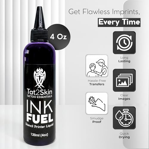 INKFUEL Stencil Printer Ink Refill, Compatible for Stencil Printers, Mess-Free Refilling, High-Definition Stencil Designs, Gentle on All Skin Types (120ml (4oz), Violet)