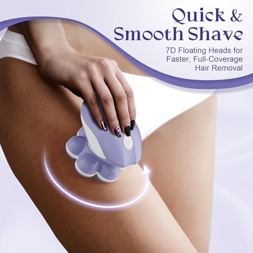 7D Electric Razor for Women: Fast & Painless Full-Body Shaver for Legs & Face ? Waterproof Hair Remover with Light & Travel Cover ? Wet/Dry Use, Smooth Close Shave, Birthday Christmas Gift
