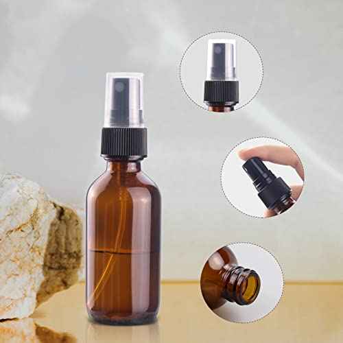 Wedama 2 oz Mini Glass Spray Bottles, Empty Small Spray Bottles with Funnel Dropper, Fine Mist for Hair, Travel, Plants, Cleaning Solutions and Skin Care (4 Pack Amber)