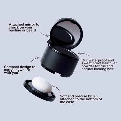 Hairbear Hair Filler, Blissae Hair Filler Powder, HairBear Hair Filler Powder, Natural Hair Thickening Fibers Instant Volume & Scalp Coverage for Thinning Hair (Black)