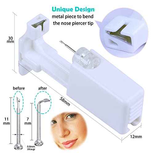 2 PCS Disposable Nose Piercing Gun Self Nose Piercing Kit Piercing Nose Rings Piercer Hypoallergenic Nose Stud