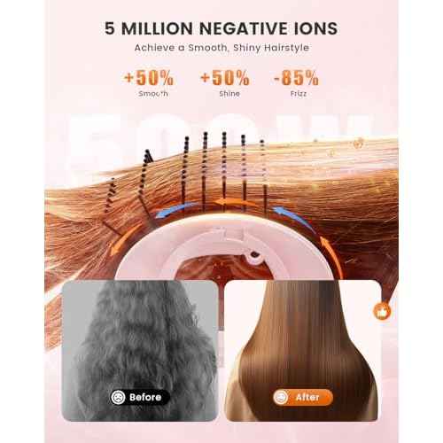 5-in-1 Professional Hair Dryer Brush, Powerful Multi-Styler with Auto-Wrap Curlers, Fast Drying Curling Straightening Volumizing Without Heat Damage, Storage Case Best Gift for Girl/Women