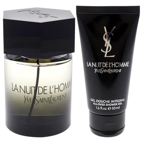 La Nuit De LHomme by Yves Saint Laurent for Men - 2 Pc Gift Set 3.3oz EDT Spray, 1.6oz Shower Gel