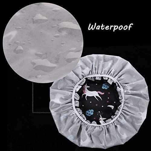 Unicorn Shower Caps, Double Layers Bath Hat for Women Girls to Cover Long and Thick Hair, Reusable Waterproof Bonnet 4 Pack