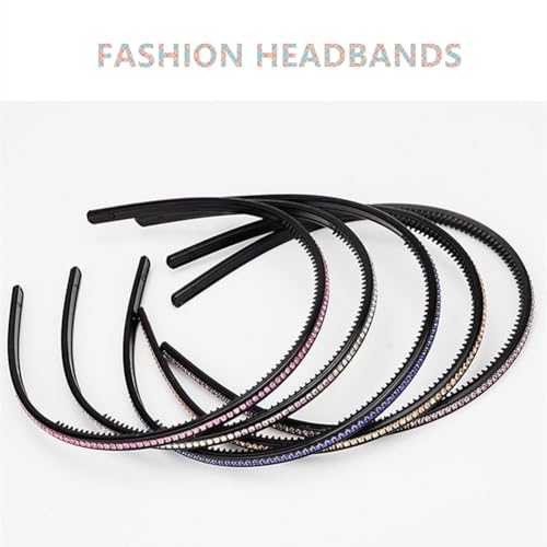 Ruihfas 6Pcs Bling Bling 1 Rows Crystal Rhinestone Headband for Women Girls Thin Hair Hoop Fashion