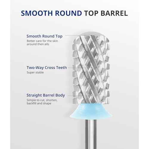 AIRSEE Tungsten Carbide Acrylic Nail Drill Bit Efile Electric File Machine Head Tip for Manicure Polishing Art Remove Gel 3/32" 2 Way Beginner Safety Round Top Cylinder Barrel 4X Coarse-4XC