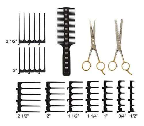 CombPal Scissor Clipper Over Comb Hair Cutting Tool - Barber Hair Cutting kit - DIY Home Hair Cutting Guide Comb Set (Jumbo Value-Pack, Black)