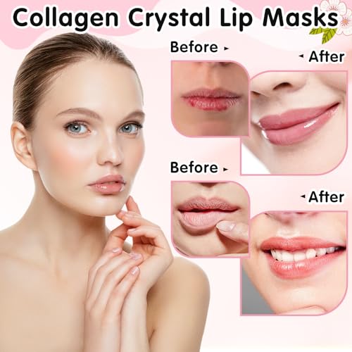 60 PCS Lip Mask,Collagen Crystal Lip Mask,Lip Mask Sheet,Lip Masks for Dry Lips,Lip Gel Masks,Pink Lip Care Pads,Anti Aging & Anti Chapped Lip Patches,Remove Dead Skin,Plump Your Lips