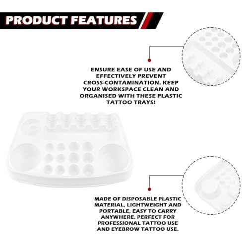 24Pcs Tattoo Ink Cup Tray-Disposable Plastic Pigment Trays Stand for Eyebrow Tattoo Ink Tattoo Ink Cups Holder Supplies Kits