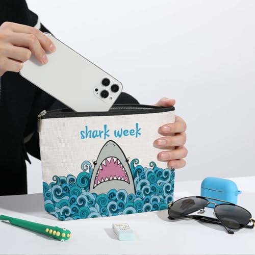 ZHAMEN Makeup Bag, Funny Shark Design, Large Capacity, Waterproof, Multipurpose for Women, Girls, Animal Lovers, Graduation, Friendship, Birthday, Christmas
