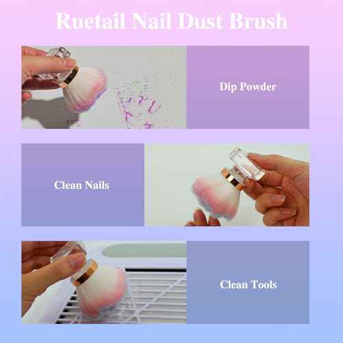 Nail Dust Brush for Nails, Nail Art Dust Powder Remover Brush, Pink Rose Cleaner Brush for Makeup or Blush Nail Arts Brush, Nail Dusting Brush Tools