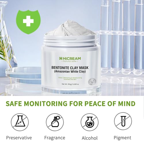 Bentonite Clay Mask, Valentines Gifts for Women Her, Deep Cleansing Facial Mask, Clay Face Mask Skin Care with Kaolin Clay and Aloe for Dull Skins Hydrating (white)