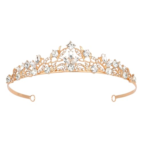 Gold Wedding Crown Crystal Tiara for Women Queen Crowns Princess Headband Rhinestones Tiaras for Bride Sparkle Hair Accessories for Birthday Prom Pageant Party