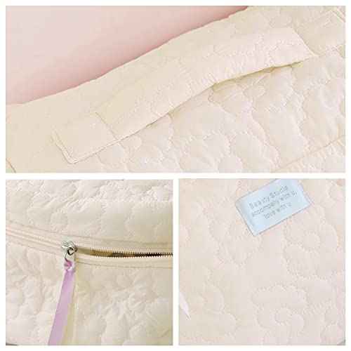 HIQUAY Large Capacity Soft Makeup Bag, Soft Travel Cosmetic Bag Makeup Pouch Bag for teens, Women and Girls (White)