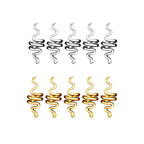 18 Pcs Hair Spiral Beads Snake Braids Coil Dreadlock Metal Cuffs Loc Hair Jewelry Hair Wraps Accessory Clips Decoration