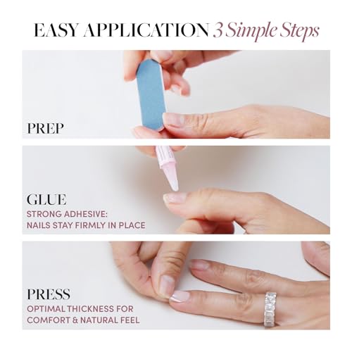 Glamnetic Press On Nails - Fall Mauve | Opaque Muted Blush Mauve Short Oval Fake Nails, Salon Quality | 15 Sizes - 30 Nail Kit